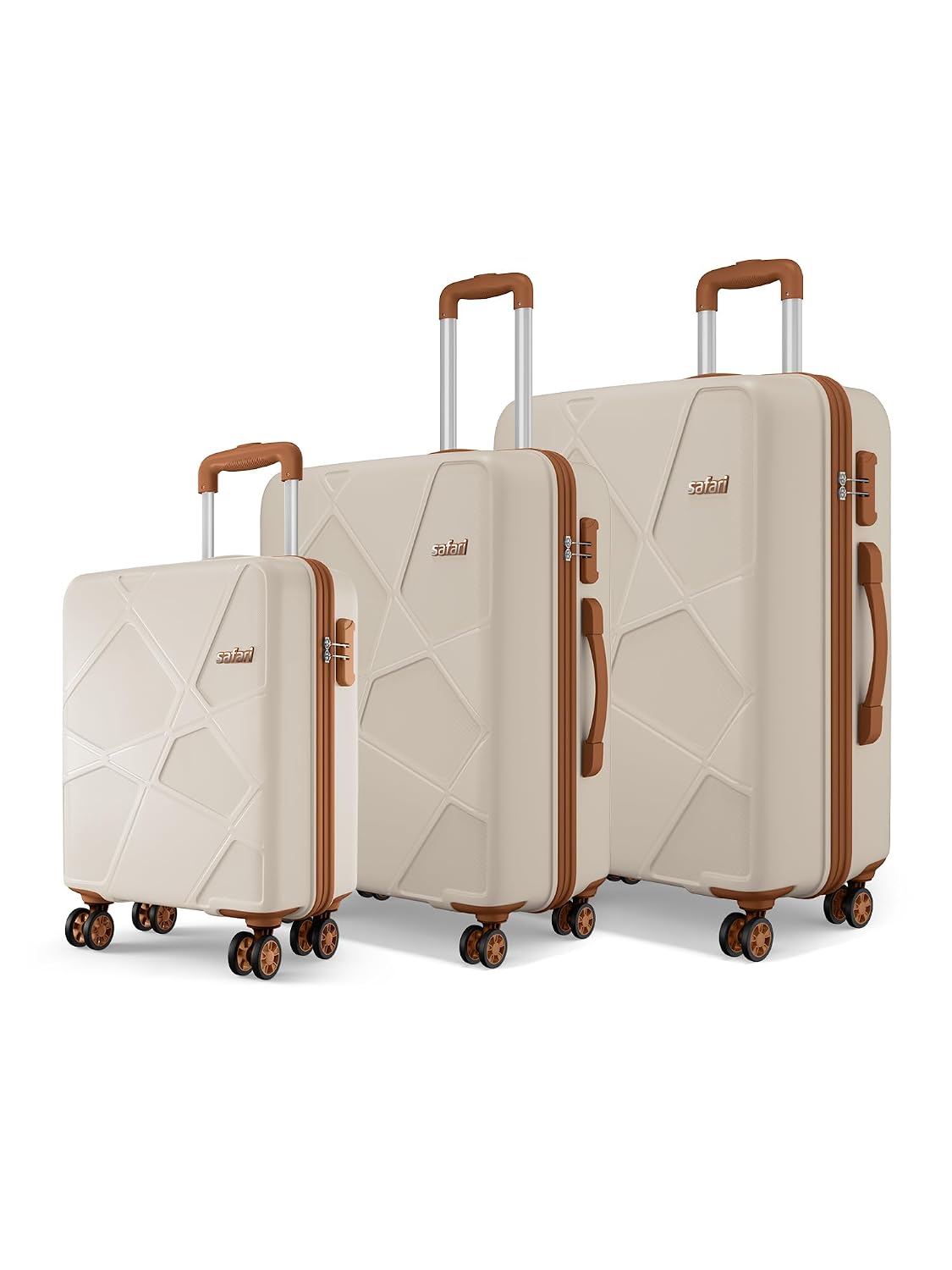 Safari Pentagon Pro 8 Wheels Set of 3, (Cabin + Medium + Large) Trolley Bag, Hard Case Polypropylene, 360º Wheeling Luggage, Suitcase for Travel, Trolley...