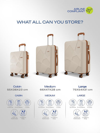 Safari Pentagon Pro 8 Wheels Set of 3, (Cabin + Medium + Large) Trolley Bag, Hard Case Polypropylene, 360º Wheeling Luggage, Suitcase for Travel, Trolley...