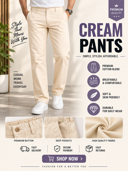 🔥 👉 🔥 Get The Look Combo 😎 | Lilac Shirt & Cream Pant Set 💜 (Limited Stock 🚀) - 90% OFF 😍
