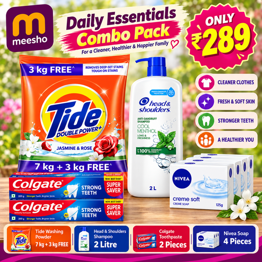 🔥 Ultimate Family Daily Essentials Mega Combo – Tide 10KG + Head & Shoulders 2L + Colgate 2-Pack + NIVEA Creme Soft Soap 4-Pack