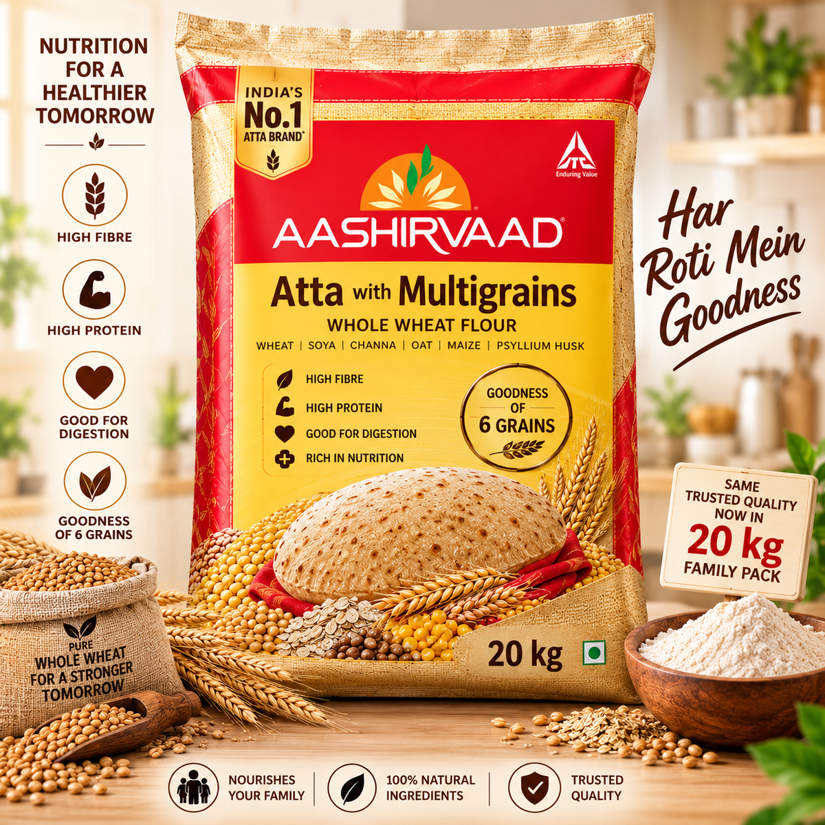 Mega Family Daily Essentials Combo Pack – 5L Fortune Oil + 5KG Makhan Chor Basmati Rice + 10KG Aashirvaad Atta + 5KG Tata Sampann Sugar