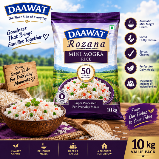 Mega Family Kitchen Essentials Combo – 10KG Daawat Rice + 10KG Fortune Atta + 5L Fortune Mustard Oil